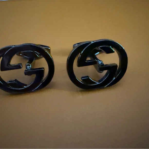New upcycled Gucci gun metal Black Cufflinks